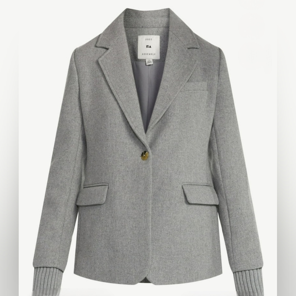 Free Assembly Gray Women's Blazer Sweater Cuff Large